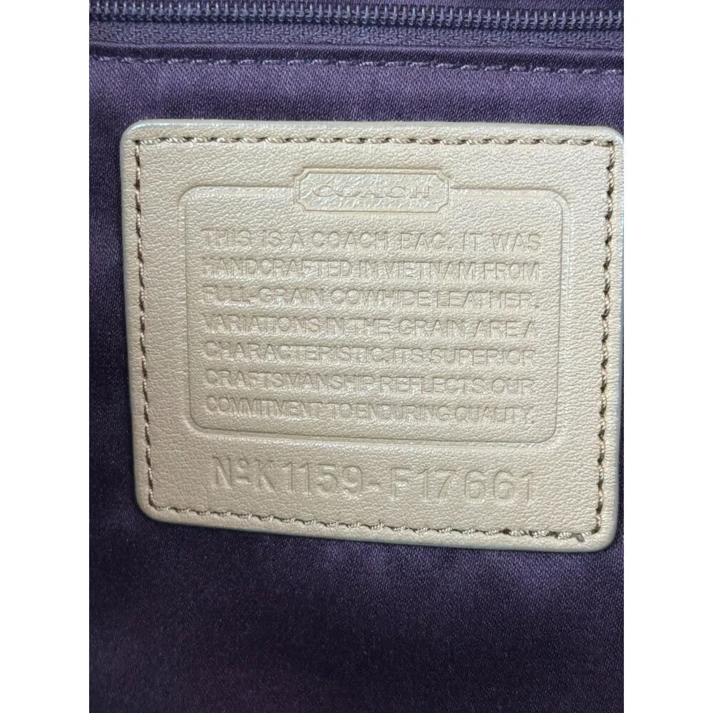 Coach Ashley Croc-Embossed Leather Carryall Tote Tan Silver Chain